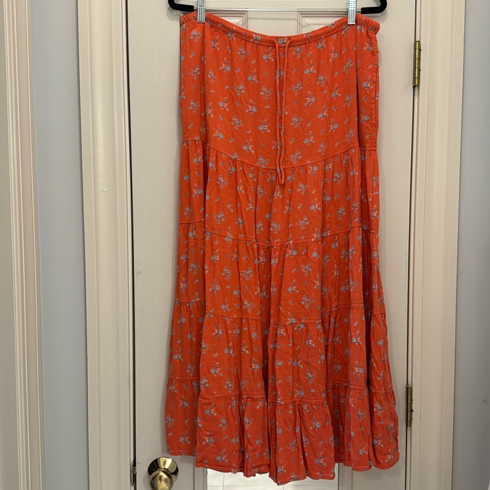 Free People Orange Maxi Skirt Size XL